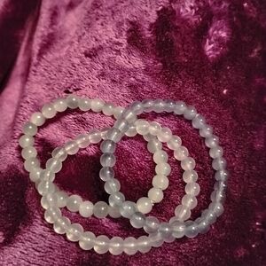 Handmade three piece cute and pretty gray minimal bracelet set